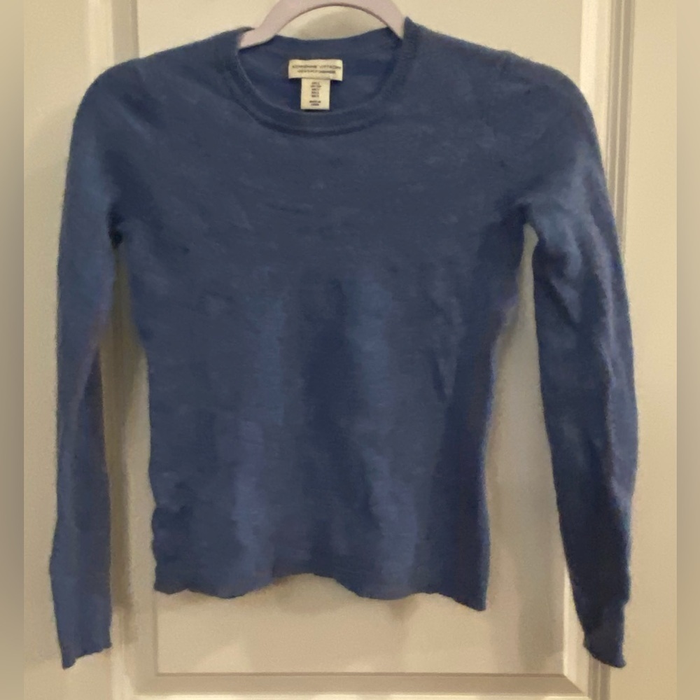 Cashmere Adrienne Vittadini Sweater 100% 2-ply Size S Blue Crew Neck Dry Clean